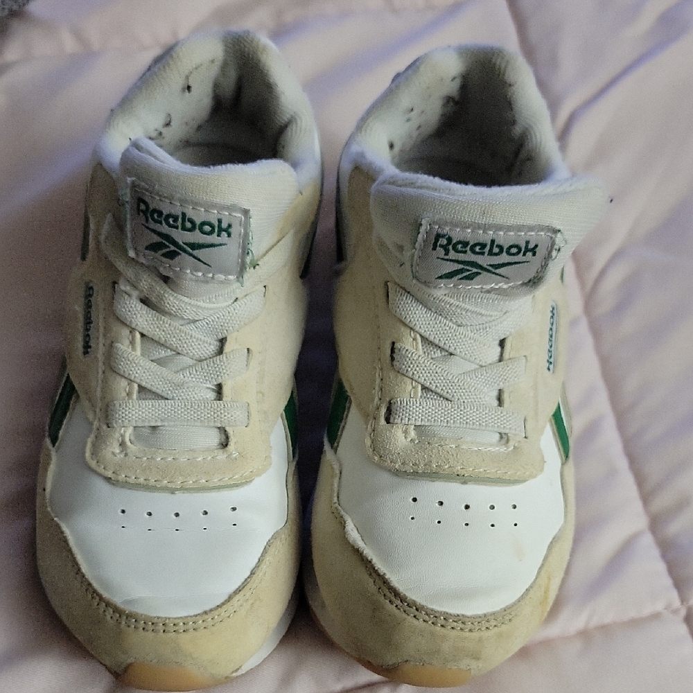Reebok Kids Cream and Green Sneakers